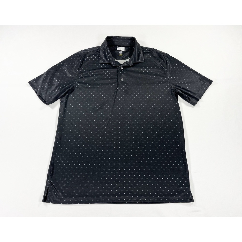Greg Norman Collection Black Polo with White Microdot Pattern